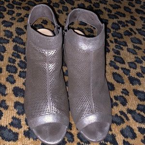 Leather, pewter colored booties